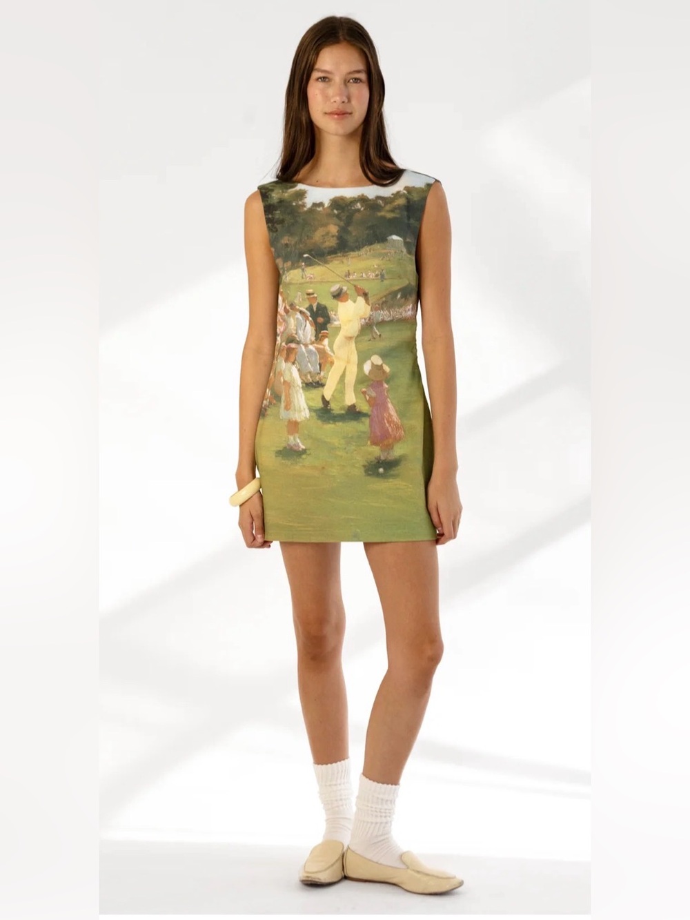 YELLOW THE LABEL AUGUSTA LINEN MINI DRESS - SUNDAY GREENS ⛳️